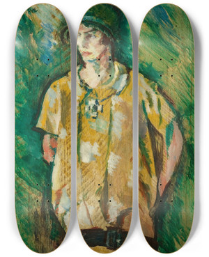 Triptych art skateboard deck of Ludvig Karsten Kunstnerens Datter by Ludvig Karsten (1876-1926)