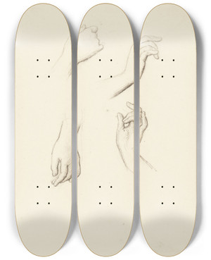 Triptych art skateboard deck of Narcissevirgile Diaz De La Pea Etude De Mains Iv by Narcisse-Virgile Diaz de La Pea (1808-1876)