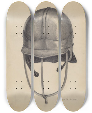 Triptych art skateboard deck of Aaron Fastovsky Bourganet_1 by Aaron Fastovsky