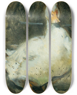 Triptych art skateboard deck of Alexander Koester Duck by Alexander Koester (1864-1932)