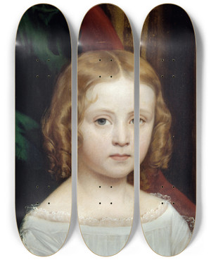 Triptych art skateboard deck of Hendrik Scheffer Portrait Prsum De Jeanne Scheffer by Hendrik Scheffer (1798-1862)