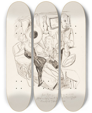 Triptych art skateboard deck of Max Beckmann Mbliert by Max Beckmann (1884-1950)