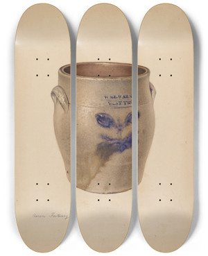 Triptych art skateboard deck of Aaron Fastovsky Crock by Aaron Fastovsky