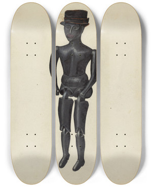 Triptych art skateboard deck of Arthur Wolfson Doll by Arthur Wolfson