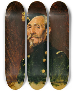 Triptych art skateboard deck of Ernest Meissonier Colonel Flix Massue by Ernest Meissonier (1815-1891)