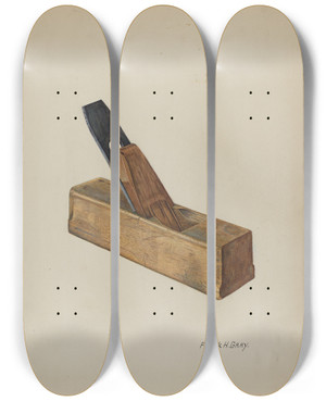Triptych art skateboard deck of Frank Gray Carpenters Small Plane by Frank Gray