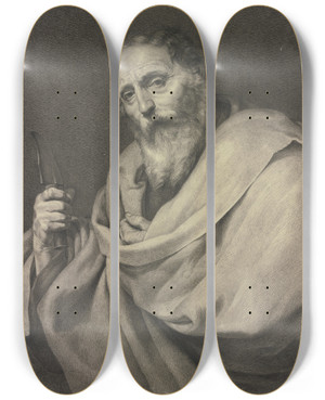 Triptych art skateboard deck of Johannes Pieter De Frey Saint Bartholomew by Johannes Pieter De Frey (1770-1834)
