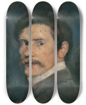 Triptych art skateboard deck of Anton Arpad Schuster Selbstportrt by Anton Arpad Schuster (1877-1918)