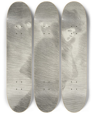 Triptych art skateboard deck of Thophile Alexandre Steinlen Chansons De Femmes_2 by Theophile Alexandre Steinlen (1859-1923)