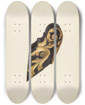 Triptych art skateboard deck of Jane Iverson Ships Billethead by Jane Iverson