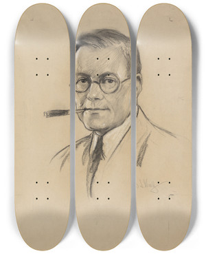Triptych art skateboard deck of Samuel Johnson Woolf Walter Clark Teagle by Samuel Johnson Woolf (1880-1948)