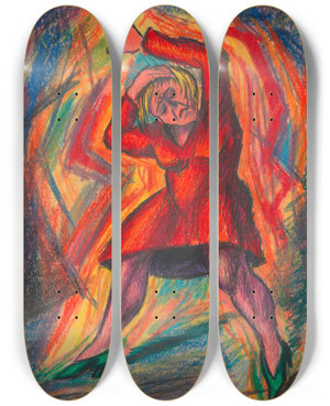 Triptych art skateboard deck of Karl Wiener Verzweiflung_2 by Karl Wiener (1901-1949)