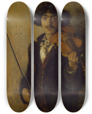 Triptych art skateboard deck of Pascaladolphejean Dagnanbouveret The Musician by Pascal-Adolphe-Jean Dagnan-Bouveret (1852-1929)