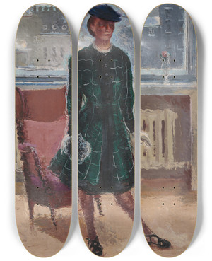Triptych art skateboard deck of Karin Luts Selfportrait_2 by Karin Luts (1904-1993)