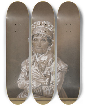 Triptych art skateboard deck of Franz Krger Eine Dame Mit Spitzenhubchen by Franz Kruger (1797-1857)