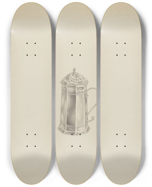 Triptych art skateboard deck of Hester Duany Silver Caster_3 by Hester Duany (1891-1964)