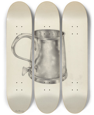 Triptych art skateboard deck of Aaron Fastovsky Silver Mug_1 by Aaron Fastovsky
