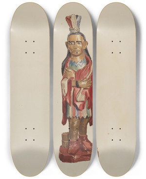 Triptych art skateboard deck of Albert Ryder Cigar Store Indian_4 by Albert Ryder