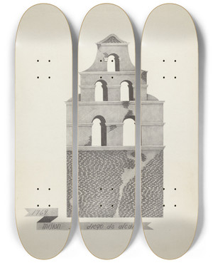 Triptych art skateboard deck of James Jones Mision San Diego De Alcala_1 by James Jones