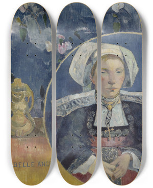 Triptych art skateboard deck of Paul Gauguin La Belle Angle by Paul Gauguin (1848-1903)