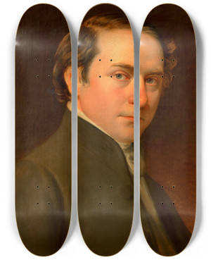 Triptych art skateboard deck of Erasmus Von Engert Selbstbildnis Erasmus Von Engerth by Erasmus Von Engert (1796-1871)
