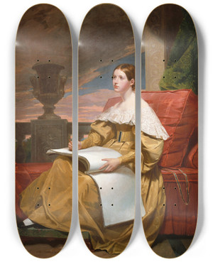 Triptych art skateboard deck of Samuel Finley Breese Morse Susan Walker Morse The Muse by Samuel Finley Breese Morse (1791-1872)