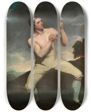 Triptych art skateboard deck of John Hoppner Richard Humphreys The Boxer by John Hoppner (1758-1810)