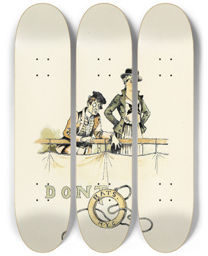 Triptych art skateboard deck of Harry Whitney Mcvickar Matrimonial Advice Pl10 by Harry Whitney Mcvickar (1860-1905)