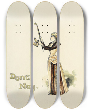 Triptych art skateboard deck of Harry Whitney Mcvickar Matrimonial Advice Pl17 by Harry Whitney Mcvickar (1860-1905)