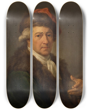 Triptych art skateboard deck of Marcello Bacciarelli Selfportrait In The Polish National Costume by Marcello Bacciarelli (1731-1818)