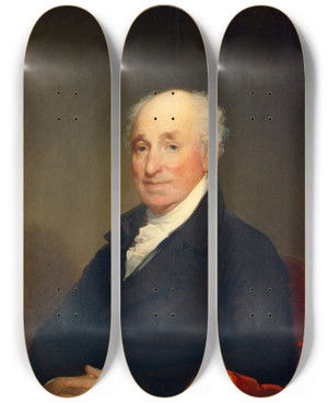 Triptych art skateboard deck of Gilbert Stuart General Amasa Davis by Gilbert Stuart (1755-1828)