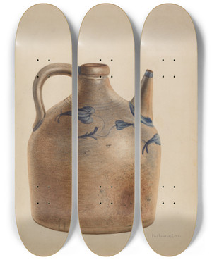 Triptych art skateboard deck of Nicholas Amantea Water Jug by Nicholas Amantea (1900-1978)