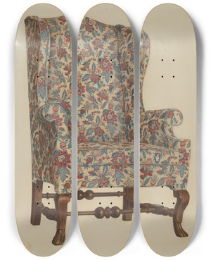 Triptych art skateboard deck of Rolland Livingstone Wing Chair_1 by Rolland Livingstone