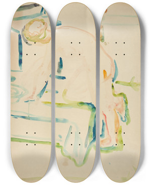 Triptych art skateboard deck of Edvard Munch Akt Med Kne P Seng by Edvard Munch (1863-1944)