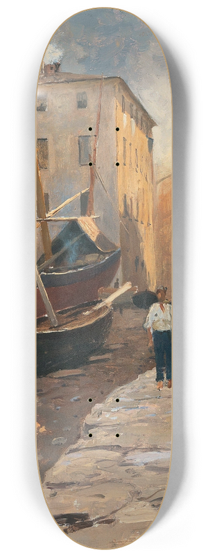 Alfred Zoff - A harbour on the Riviera 8.25 inch art skate deck