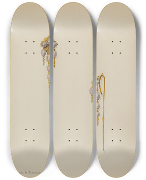 Triptych art skateboard deck of John H Tercuzzi Cap Or Bonnet Pin by John H Tercuzzi