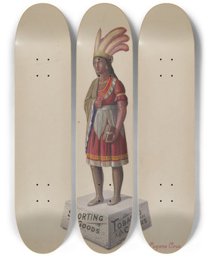Triptych art skateboard deck of Eugene Croe Cigar Store Indian_2 by Eugene Croe (20-)