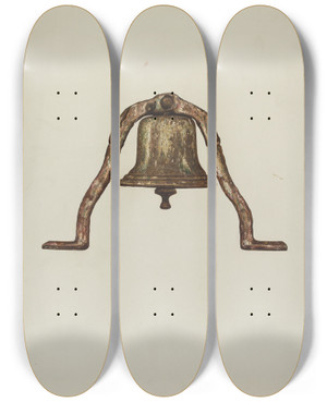 Triptych art skateboard deck of Raymond E Noble Ships Bell by Raymond E Noble