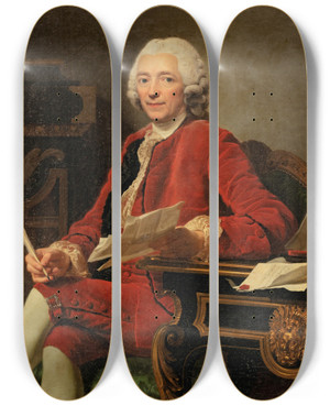 Triptych art skateboard deck of Alexander Roslin Portrait Oflouis De Conzi by Alexander Roslin (1718-1793)