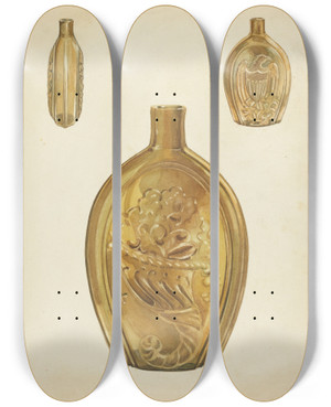 Triptych art skateboard deck of John Fisk Flask_3 by John Fisk