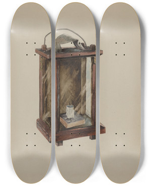 Triptych art skateboard deck of Ralph Atkinson Lantern by Ralph Atkinson (20-)