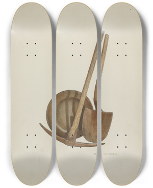 Triptych art skateboard deck of Rose Campbellgerke Tools by Rose Campbell Gerke (1882)