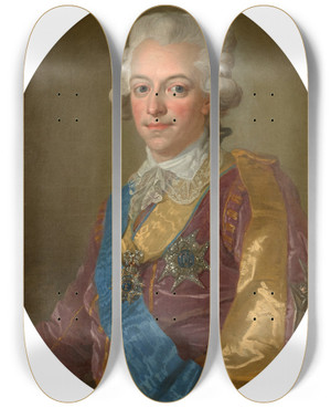 Triptych art skateboard deck of Lorens Pasch The Younger Portrait De Gustave Iii Roi De Sude by Lorens Pasch the Younger (1733-1805)