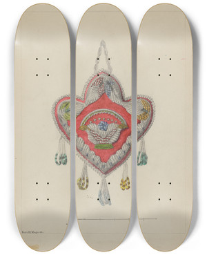 Triptych art skateboard deck of Edith Magnette Pin Cushion by Edith Magnette (20-)