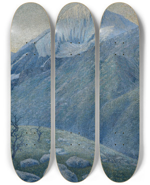 Triptych art skateboard deck of Alois Hans Hubner Knigspitze by Alois Hans Hubner (1900-1920)