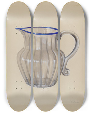 Triptych art skateboard deck of Charles Caseau Small Pitcher by Charles Caseau (1880)