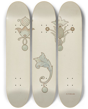 Triptych art skateboard deck of Randolph F Miller Painted Ceiling Decorations by Randolph F Miller