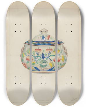 Triptych art skateboard deck of Arthur Wegg Sugar Bowl by Arthur Wegg