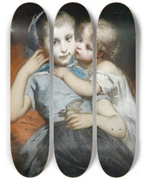 Triptych art skateboard deck of Thomas Couture Schwestern by Thomas Couture (1815-1879)