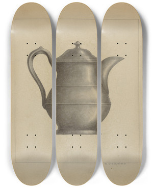 Triptych art skateboard deck of Sidney Liswood Pewter Pitcher_2 by Sidney Liswood
